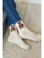 Skarpetki Dziecięce Młodzieżowe Miś W Sweterku Ecru