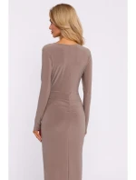 M840 Maxi šaty s uzlom - béžové M840 Maxi šaty s uzlom - béžové