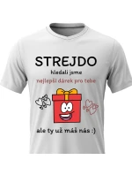 Pánské bavlněné tričko s potiskem - NEJLEPŠÍ DÁREK PRO STREJDU - bílé