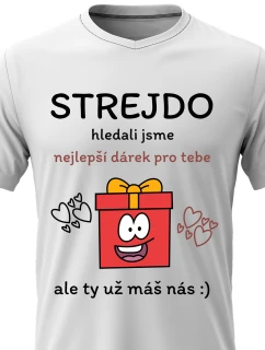 Pánské bavlněné tričko s potiskem - NEJLEPŠÍ DÁREK PRO STREJDU - bílé