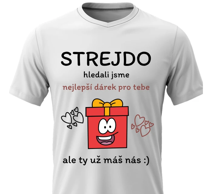 Pánské bavlněné tričko s potiskem - NEJLEPŠÍ DÁREK PRO STREJDU - bílé