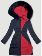 Tmavomodrá a červená obojstranná dámska prechodná bunda J Style (16M9159-215) Tmavomodrá a červená obojstranná dámska prechodná bunda J Style (16M9159-215)