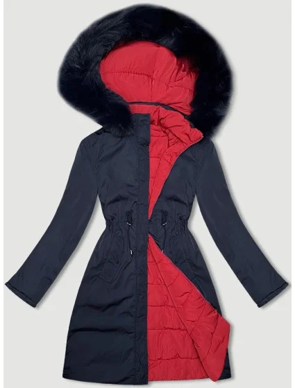 Tmavomodrá a červená obojstranná dámska prechodná bunda J Style (16M9159-215) Tmavomodrá a červená obojstranná dámska prechodná bunda J Style (16M9159-215)