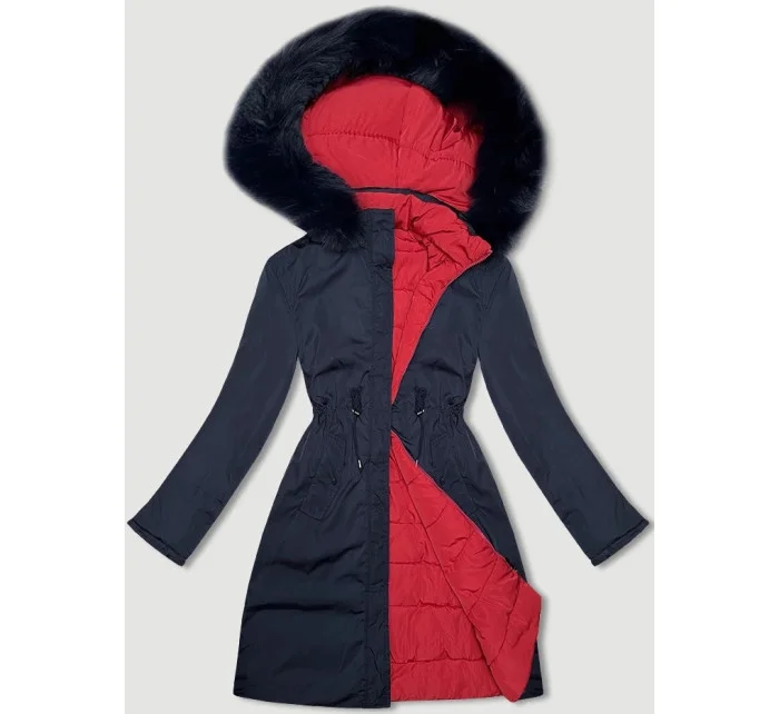 Tmavomodrá a červená obojstranná dámska prechodná bunda J Style (16M9159-215) Tmavomodrá a červená obojstranná dámska prechodná bunda J Style (16M9159-215)