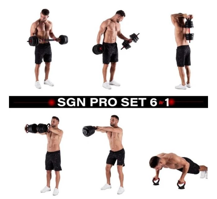 HMS SGN130 Sada závaží 6v1 (činka, činky a kettlebell) 30 kg