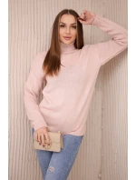 Rolákový sveter púdrovo ružový