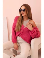 Dámsky sveter s výstrihom do V a gombíkmi tmavoružový