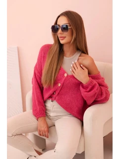 Dámsky sveter s výstrihom do V a gombíkmi tmavoružový