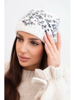 Dámska zimná čiapka s farebnými vzormi a hrubým úpletom K353 white+graphite