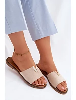 Dámské ploché nazouváky s ozdobným detailem V béžové model 22111384 - Boto