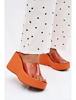 Dámské nazouváky na platformě s průhledným páskem Oranžové Zolretia