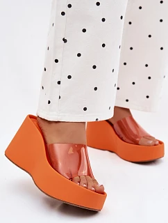 Dámské nazouváky na platformě s průhledným páskem Oranžové Zolretia