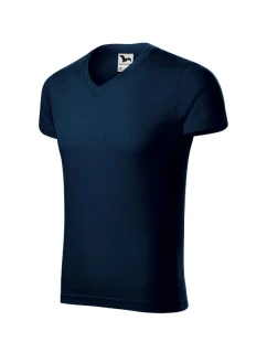 Pánske tričko Slim Fit s výstrihom do V námornícka modrá