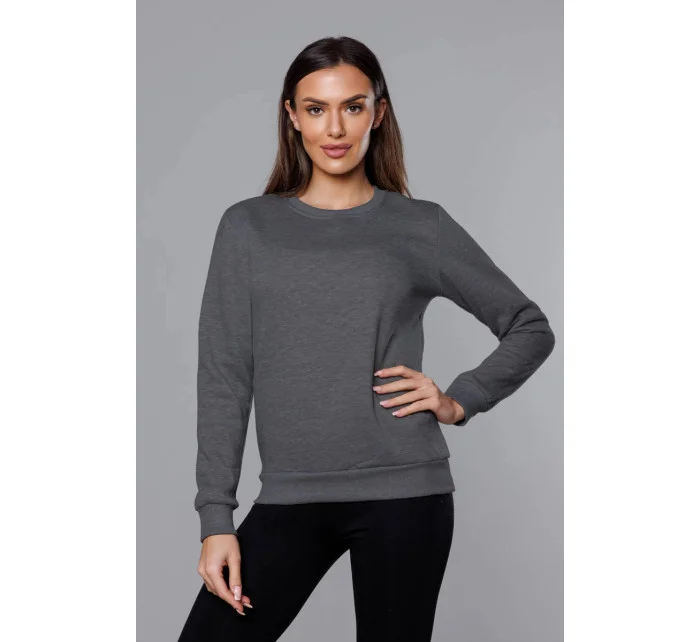 Dámská tepláková mikina v grafitové barvě se stahovacími lemy model 17038502 - J.STYLE Dámská tepláková mikina v grafitové barvě se stahovacími lemy model 17038502 - J.STYLE
