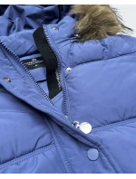 Světle modrá péřová bunda s kapucí model 21809049 - HAPPY HOUSE