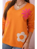 Svetrová halenka s květinovým vzorem pomeranč Svetrová halenka s květinovým vzorem pomeranč