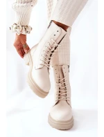 Wysokie Botki Workery Beżowe Rozelle Wysokie Botki Workery Beżowe Rozelle