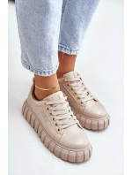 Ocieplane Sneakersy Damskie Big Star MM274618 Beżowe Ocieplane Sneakersy Damskie Big Star MM274618 Beżowe