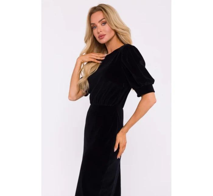 M827 Zamatové plášťové šaty - čierne M827 Zamatové plášťové šaty - čierne