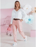 Dámske ležérne nohavice s opaskom SOFELIA svetlo ružová FashionStreet UY2508