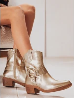 Dámské kovbojské boty se zlatou přezkou Dstreet model 21994377 - FashionStreet