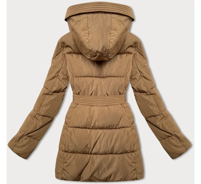 Hnědá vypasovaná zimní bunda s opaskem model 21248119 - Banna Hnědá vypasovaná zimní bunda s opaskem model 21248119 - Banna