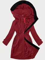 Dámska rovná bunda s kapucňou LHD tmavočervená (LHD-24590)