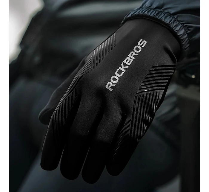 Cyklistické rukavice Rockbros jar/leto/jeseň, plné, veľkosť: L - čierne