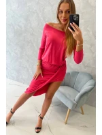 Asymetrické šaty, 3/4 rukávy, malinová farba Asymetrické šaty, 3/4 rukávy, malinová farba