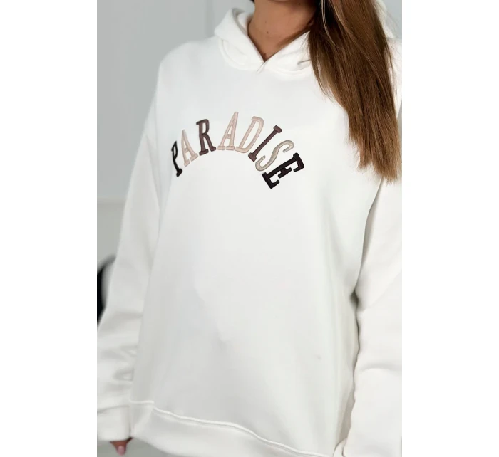 Bavlnená súprava s vyšívaným nápisom Paradise ecru