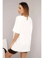 Dámská bavlněná souprava s model 21865116 a legínami s lampasem béžová - K-Fashion