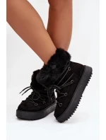 Sněhule s kožíškem a šněrováním Černé Sarivie Sněhule s kožíškem a šněrováním Černé Sarivie