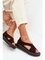 Dámské sandály Zazoo 3196 z přírodního semiše Čokoládové