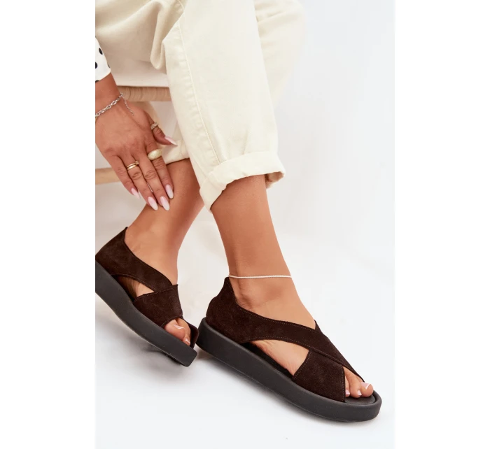 Dámské sandály Zazoo 3196 z přírodního semiše Čokoládové