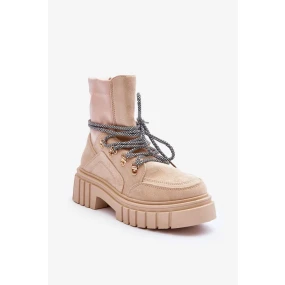 Dámské semišové šněrovací botky Acorn Bežové Dámské semišové šněrovací botky Acorn Bežové