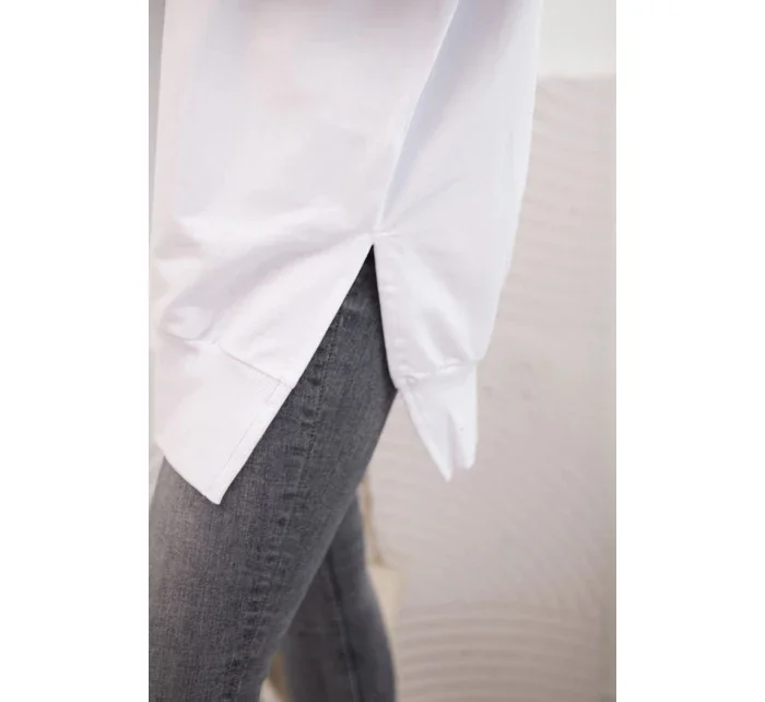 Dámska bavlnená mikina so širokým spodným lemom biela