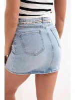 Džínsová mini sukňa M.Sara s retiazkou modrá
