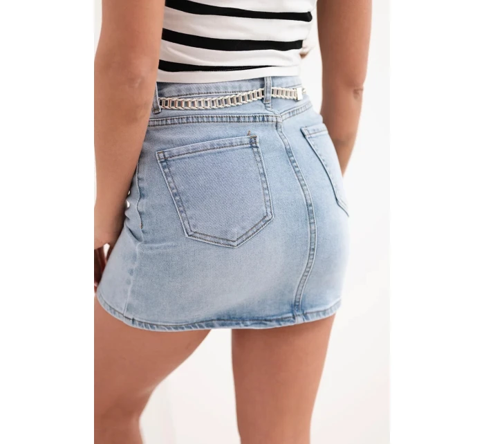 Džínsová mini sukňa M.Sara s retiazkou modrá