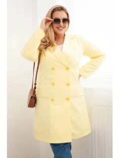 Dámske Plus veľkosť dvojradový kabát s golierom žltá