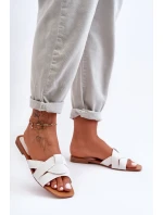 Damskie Materiałowe Klapki Białe Aversa Damskie Materiałowe Klapki Białe Aversa