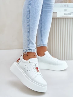 Dámské Kožené Tenisky Na Platformě S A Dekorativním  Bílé model 21675592 - VINCEZA