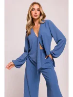 M861 Crop top so zaväzovaním vpredu - džínsy