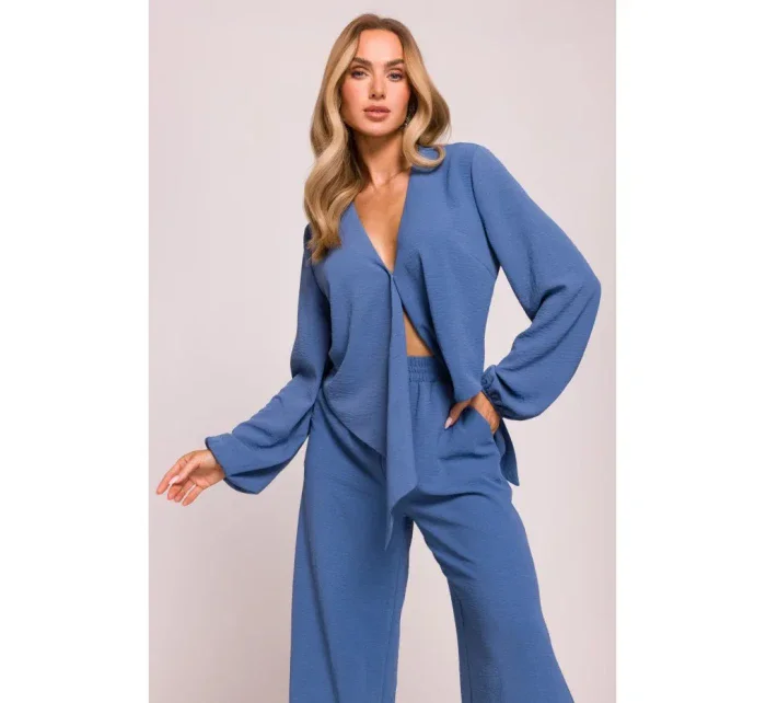 M861 Crop top so zaväzovaním vpredu - džínsy