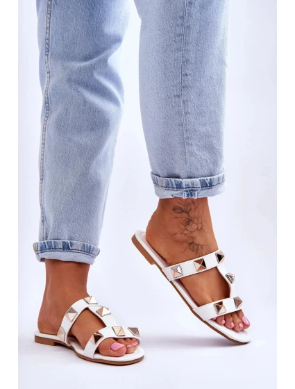 Dámské pantofle s velkými cvočky Bíle Mercure Dámské pantofle s velkými cvočky Bíle Mercure