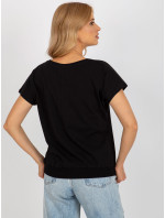 Čierne tričko s potlačou a nápisom RUE PARIS