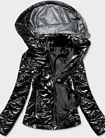 Lesklá čierna dámska bunda (BR9756-1) - Goodlooking