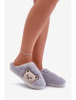 Kapcie Damskie Futrzane Z Misiem Szare Fiorinella Kapcie Damskie Futrzane Z Misiem Szare Fiorinella