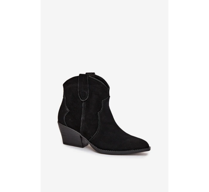Nazouvací dámské kozačky z přírodního semiše černé model 21713735 - Boto