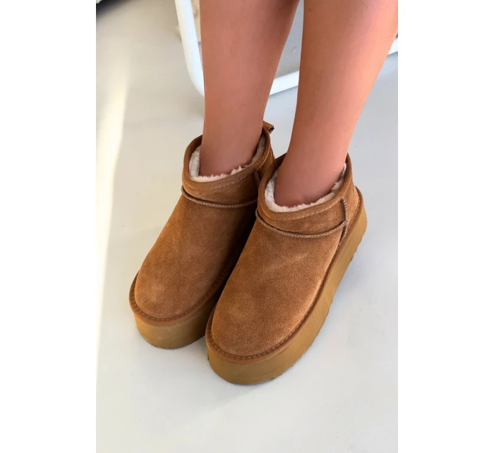 Dámské sněhule z přírodního semiše Camel Mairene