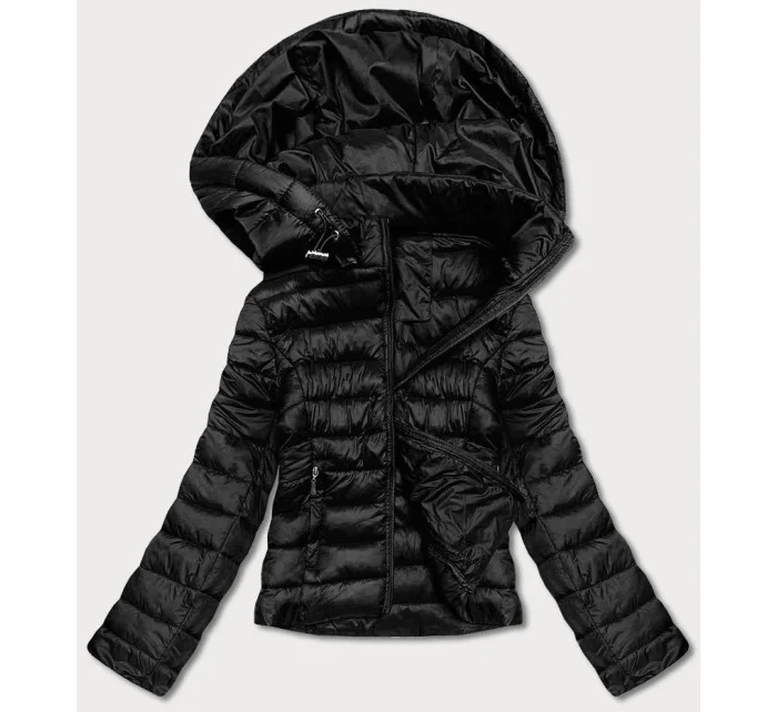 Čierna dámska prešívaná bunda pre prechodné obdobie (23M9001-392)